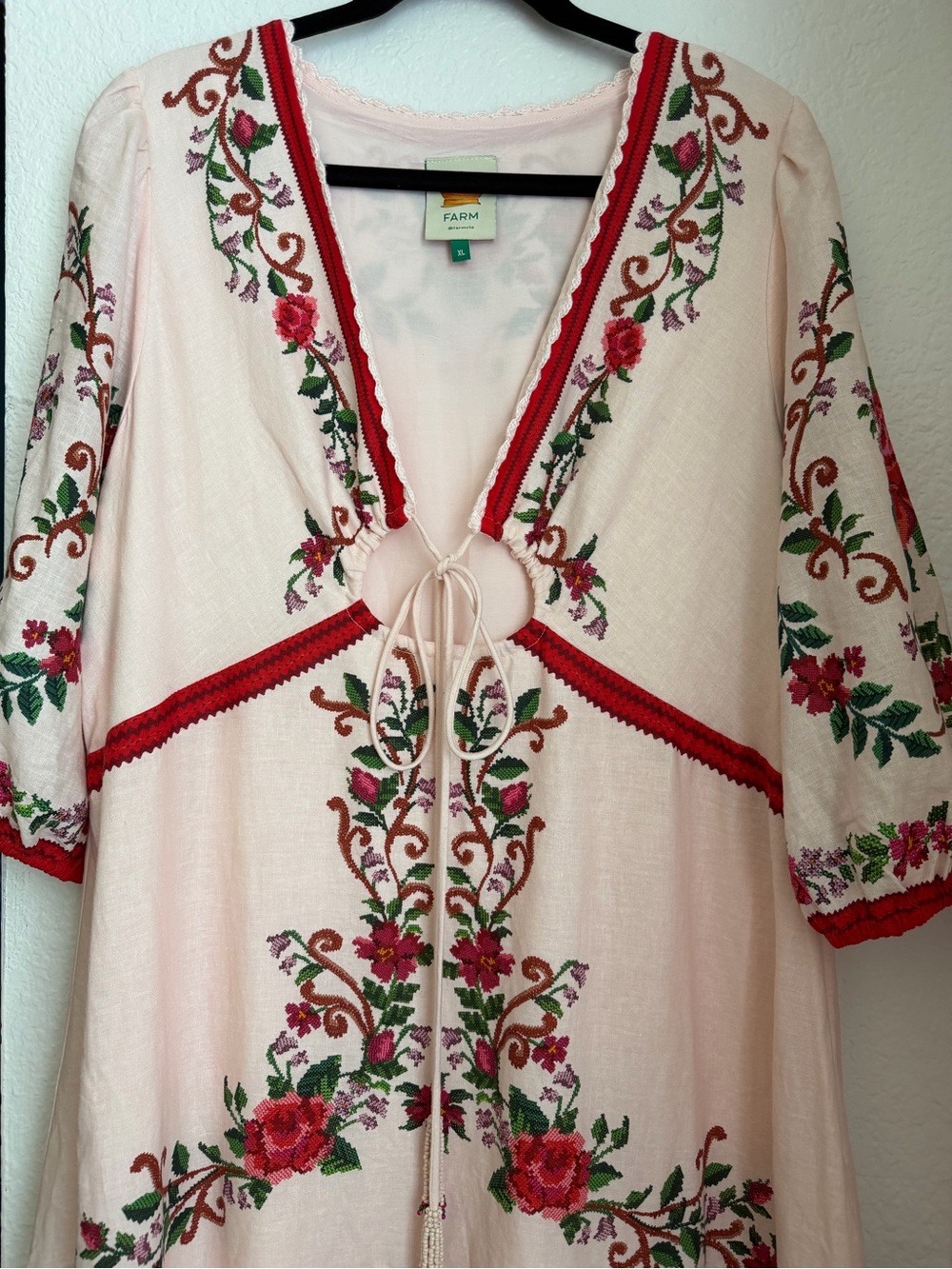FARM RIO Floral Embroidered Linen Viscose Maxi Dress NWOT size XL